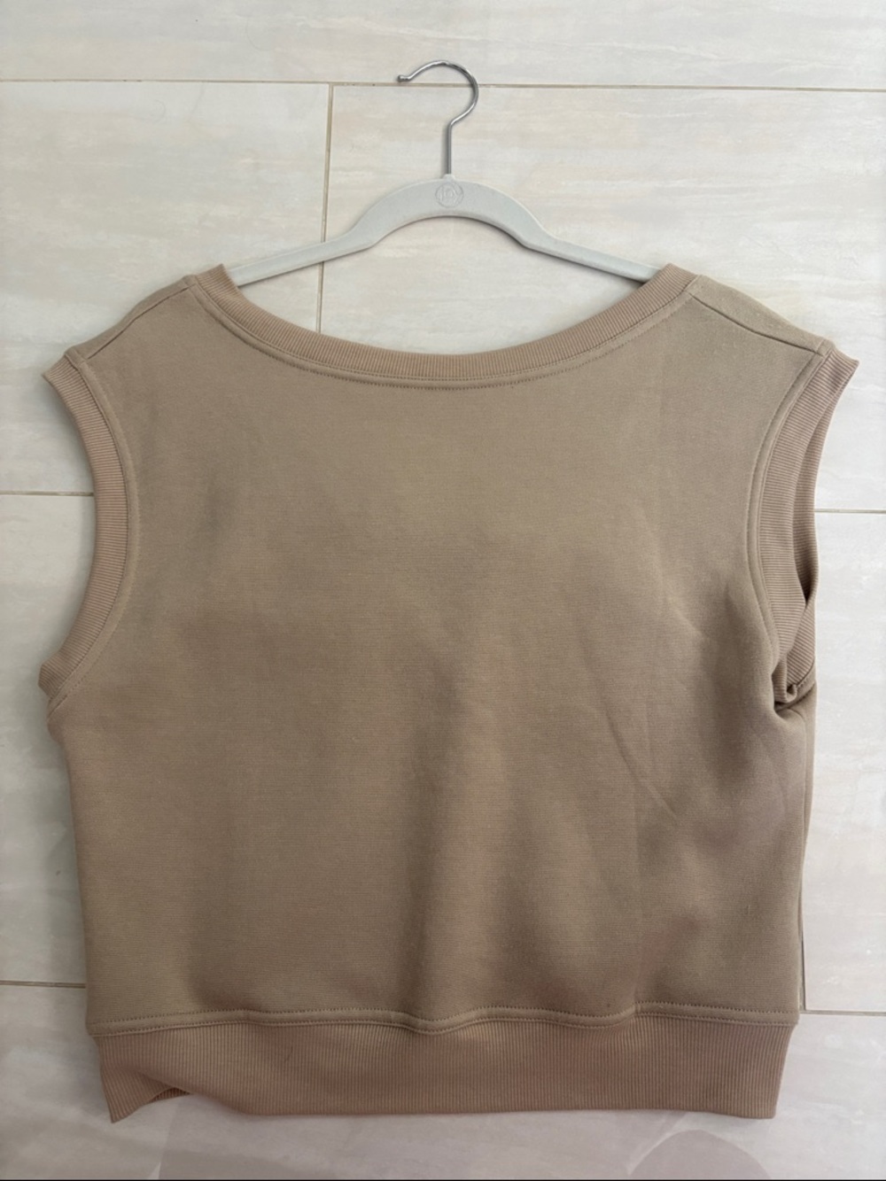 Maeve Taupe Crop Top with Black Bow on Back